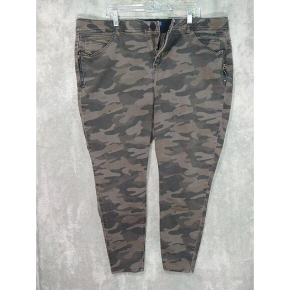 Democracy Jeggings Jeans Womens 22W Plus Gray Camo Ab Solution Side Zip Stretch - Picture 1 of 9